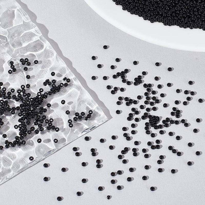 PH PandaHall Black Seed Beads, 6000 Pcs 11/0 Glass Seed Beads 2mm Round Waist Bead Mini Spacer Bead for Earrings Bracelet Necklaces Eyeglass Chain Jewelry DIY Crafts Making - Image 5